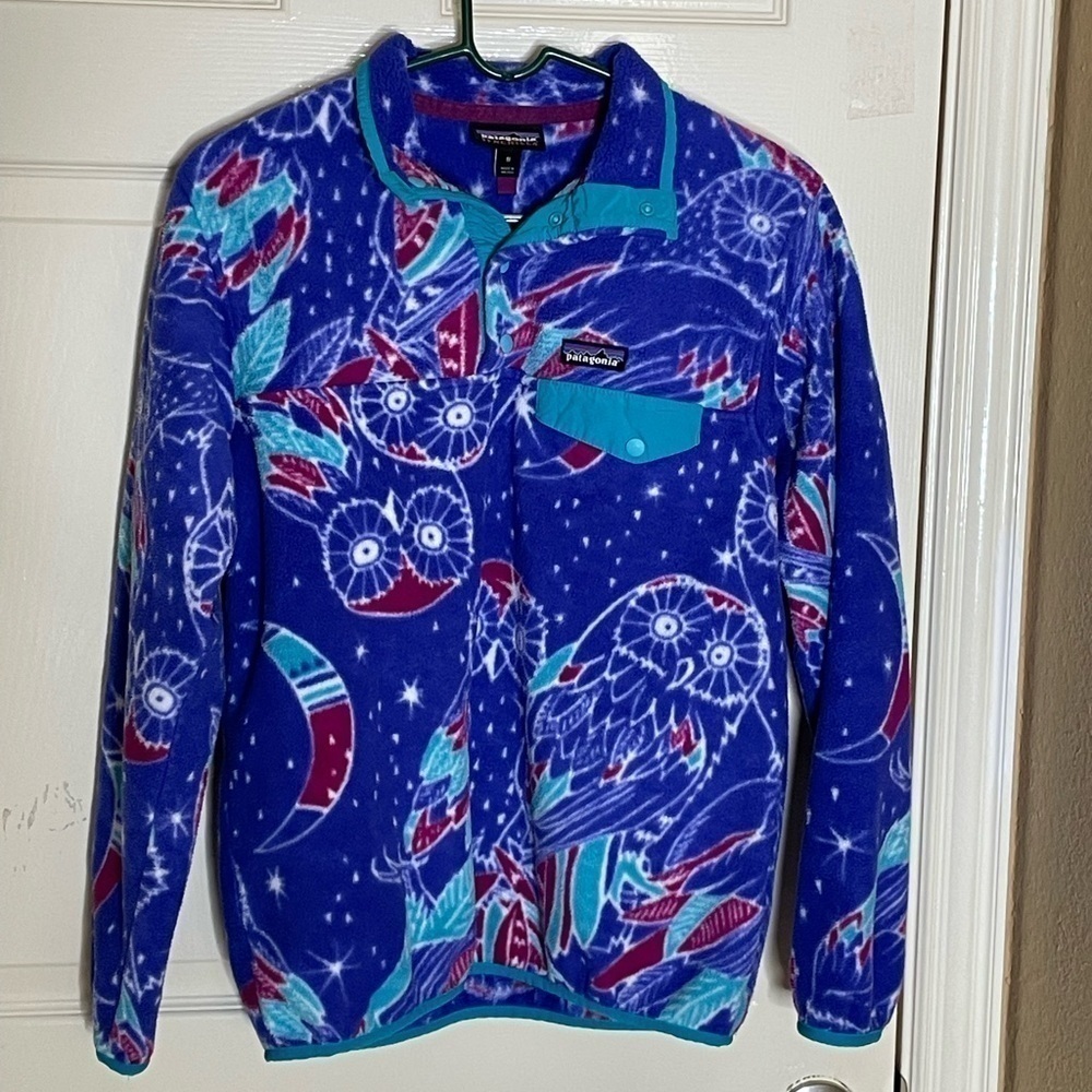 Vintage Patagonia Fleece Synchilla Jacket Rare Owl Creature Pattern womens M - Picture 10 of 13